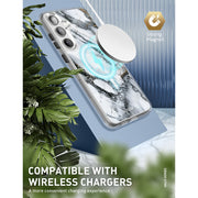 Galaxy S23 Plus Halo MagSafe Cute Phone Case - White Marble